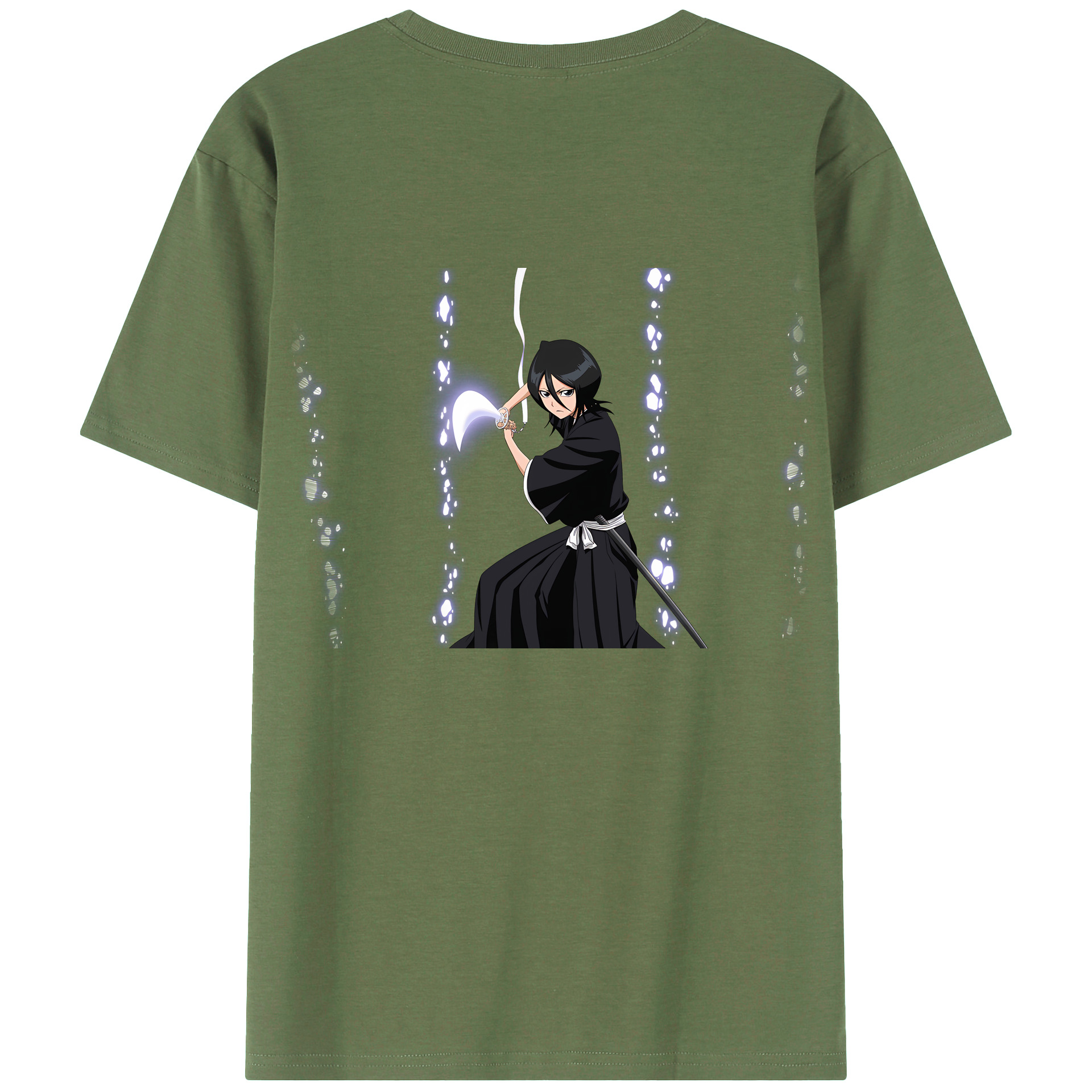 （画像用） ブリーチ 朽木ルキア BLEACH Kuchiki Rukia 綿100％ メンズ半袖Tシャツ（バックプリント） 通気性